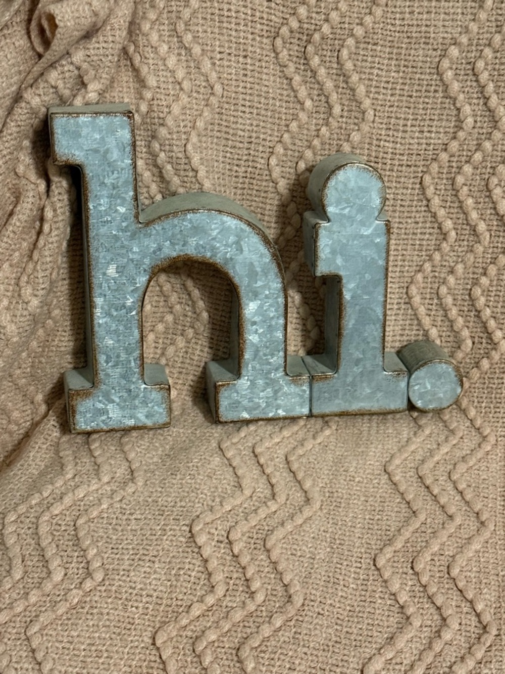 hi. Galvanized Metal Wall Accent - Rustic Silver